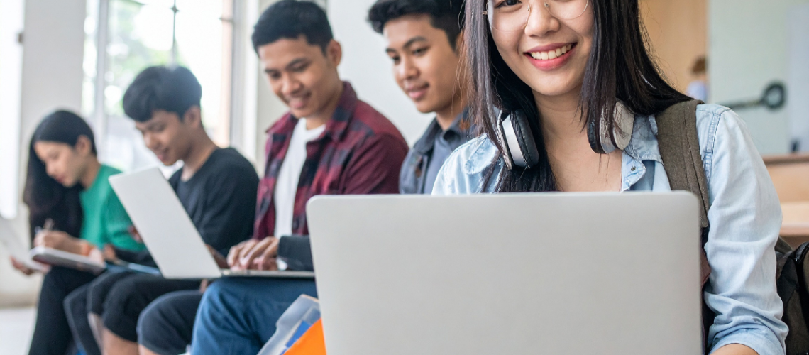 estudantes em escola internacional no Brasil